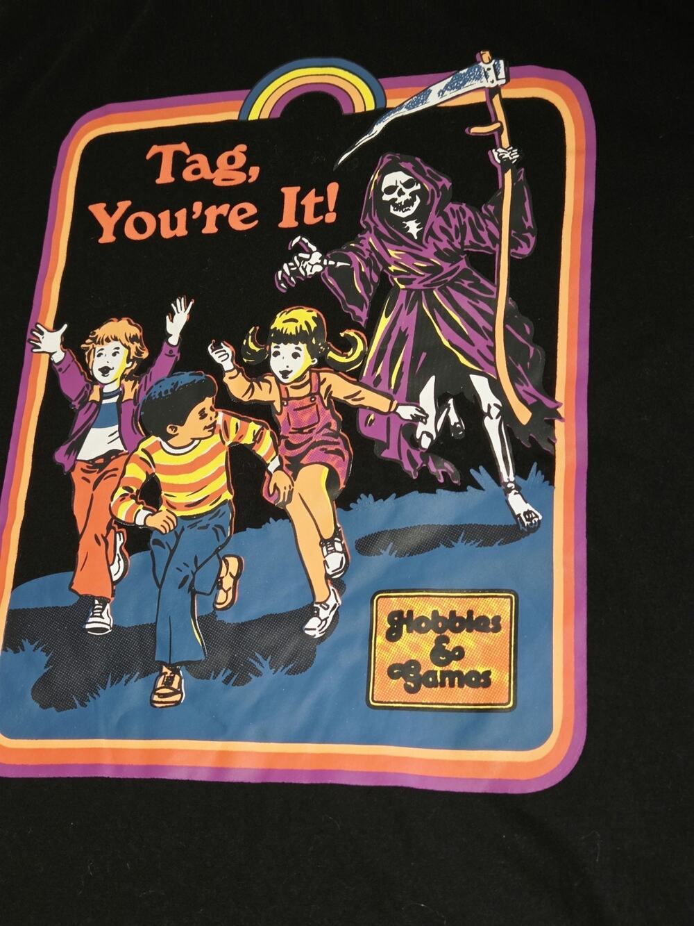 Tag You're It Halloween Shirt Black L Grim Reaper Steven Rhodes Y2K Grunge Retro